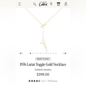 Catbird 1976 toggle lariat necklace 14k solid yellow gold